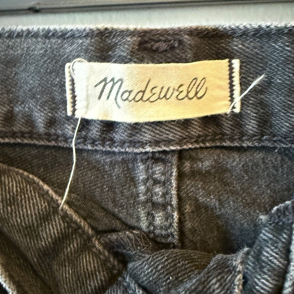 Madewell Black Denim Skirt | Size 14/32 | Button Fly | Raw Hem - Picture 3 of 4